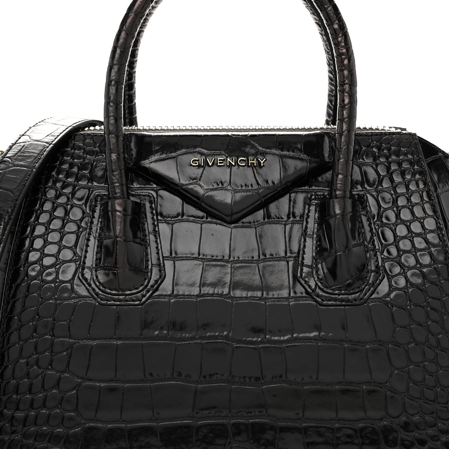 Givenchy Calfskin Crocodile Embossed Small Antigona Black 7 of 9