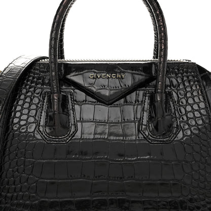 Givenchy Calfskin Crocodile Embossed Small Antigona Black 7 of 9