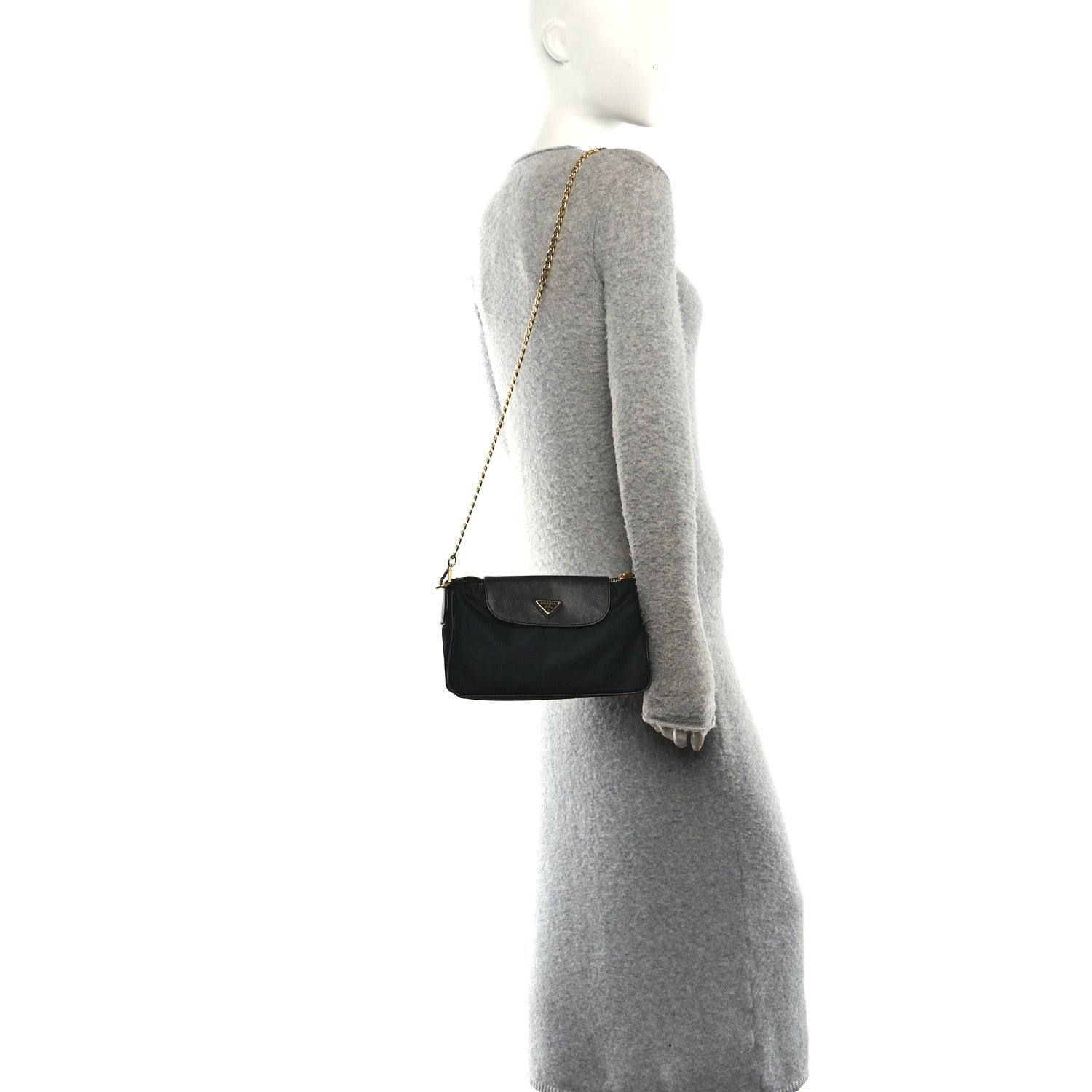 Prada Tessuto Nylon Saffiano Crossbody Bag Black 1893191