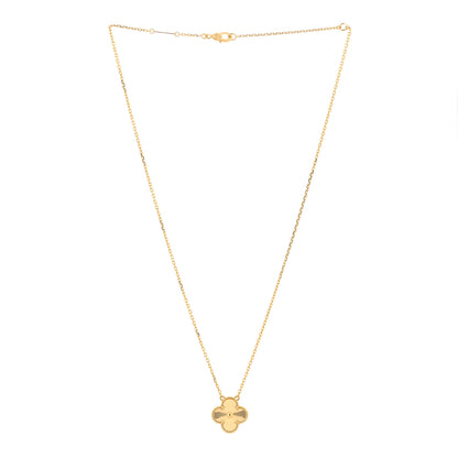 Van Cleef & Arpels 18K Yellow Gold Guilloche Vintage Alhambra Pendant Necklace 2 of 3