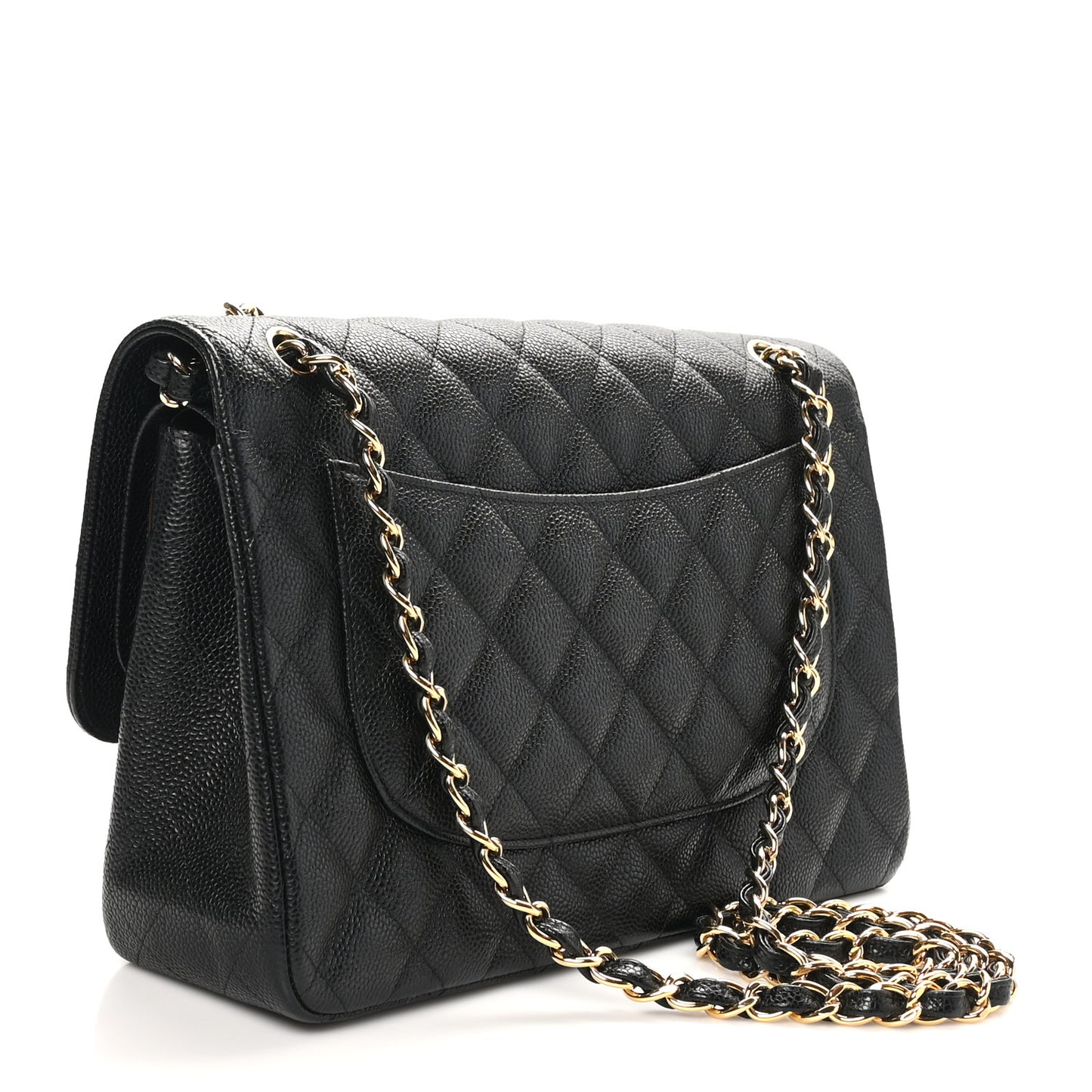 Caviar Quilted Jumbo Double Flap Black