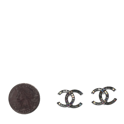 Chanel Crystal Baguette CC Earrings Ruthenium 2 of 4