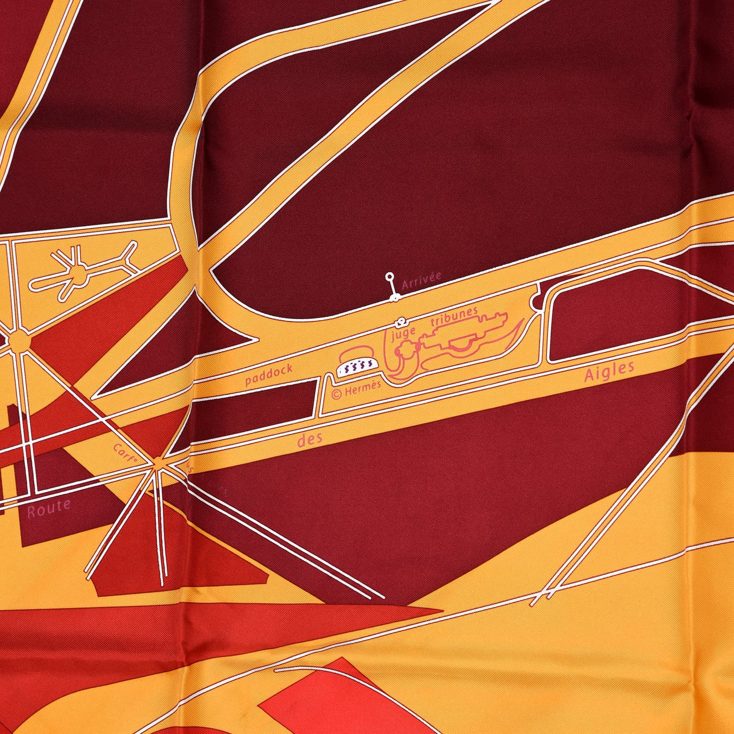 Silk Cheval De Courses Scarf 90 Rose Vif Sapphire Chaudron