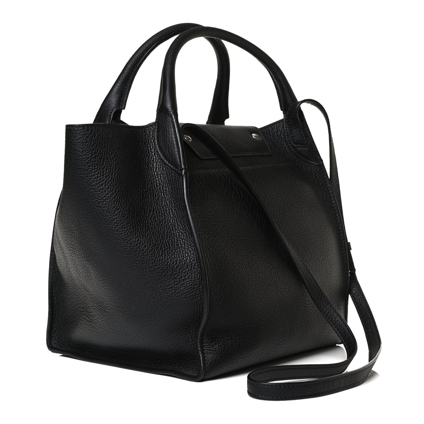 Supple Grained Calfskin Small Long Strap Big Bag Black