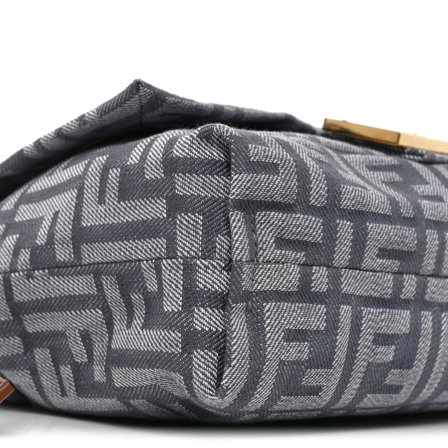 Denim Effect Fabric Jacquard FF Vitello Grace Medium Mamma Baguette Blue