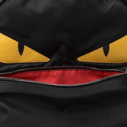 Fendi Nylon Vitello Elite Monster Eyes Rounded Backpack Black Yellow 8 of 11