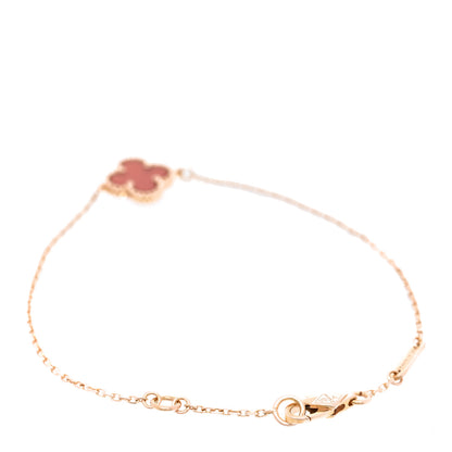 Van Cleef & Arpels 18K Rose Gold Carnelian Sweet Alhambra Bracelet 2 of 4