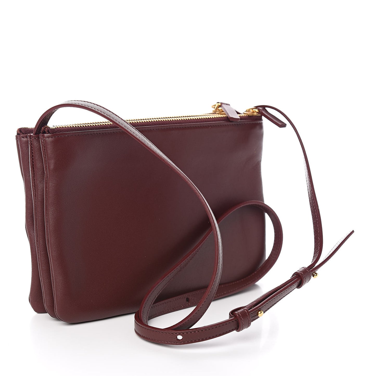 Smooth Lambskin Small Trio Crossbody Bag Burgundy