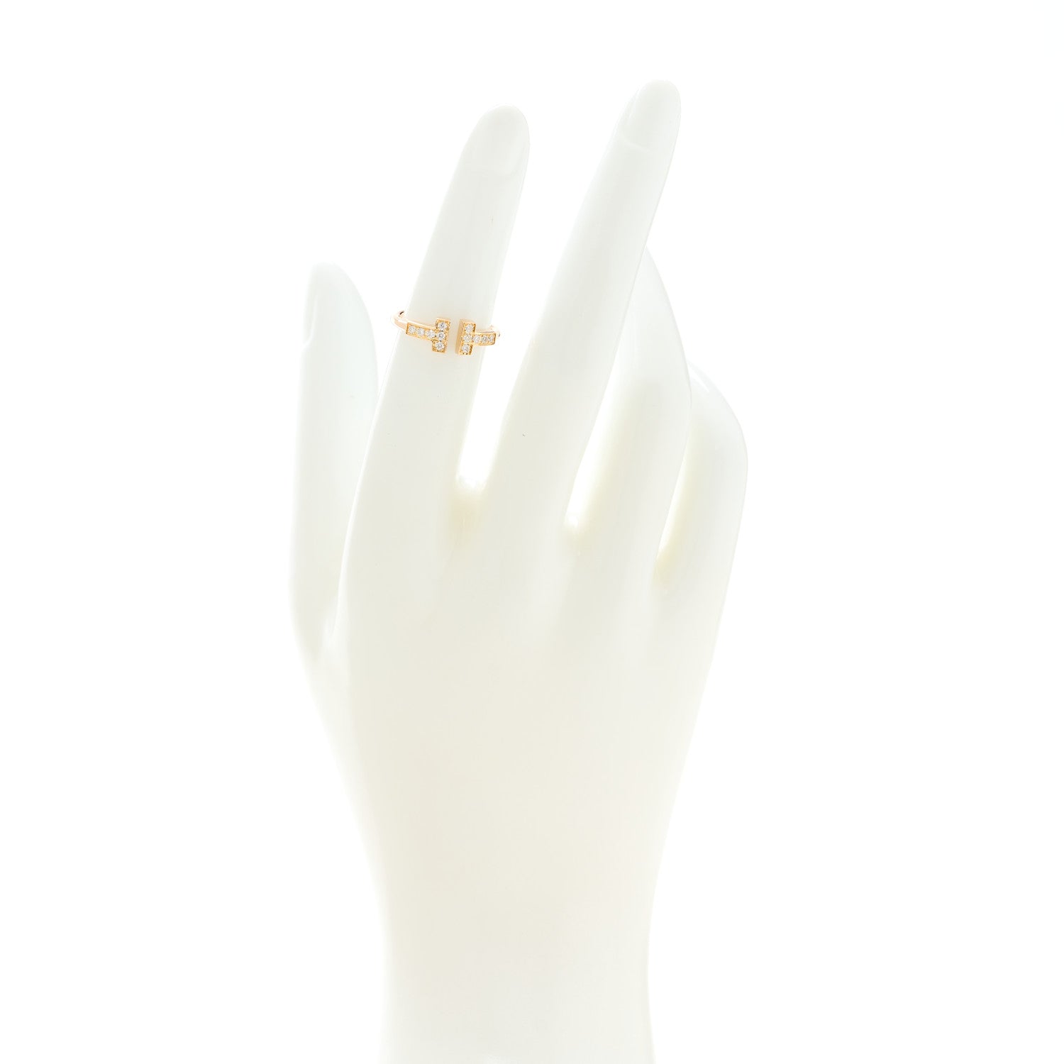 Tiffany 18K Rose Gold Diamond T Wire Ring 48 4.5 2 of 5