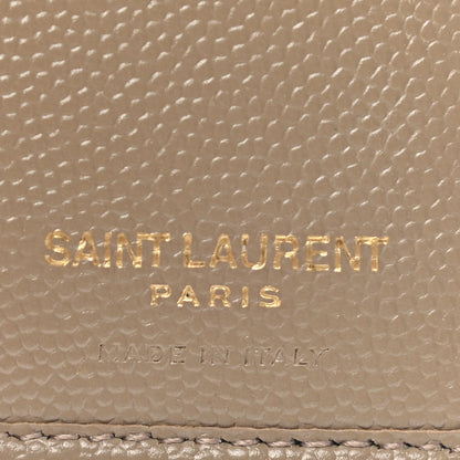 Saint Laurent Grain De Poudre Matelasse Chevron Monogram Compact Zip Around Wallet Dark Latte 7 of 8