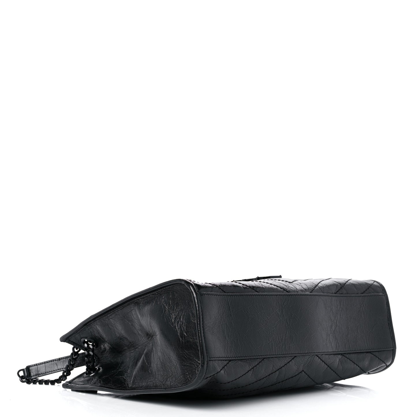 Crinkled Calfskin Matelasse Monogram Medium Niki Shopper Tote Black
