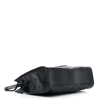 Saint Laurent Crinkled Calfskin Matelasse Monogram Medium Niki Shopper Tote Black 4 of 9