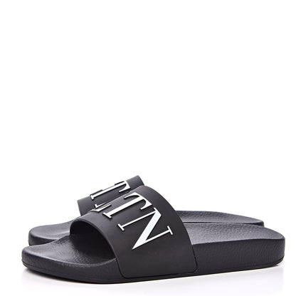 Valentino Garavani Rubber VLTN Pool Slide Sandals 39 Black 3 of 8