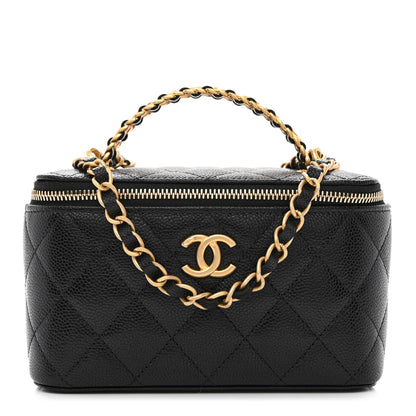 Chanel Shiny Caviar Quilted Pick Me Up Vanity Case Black 1 of 11