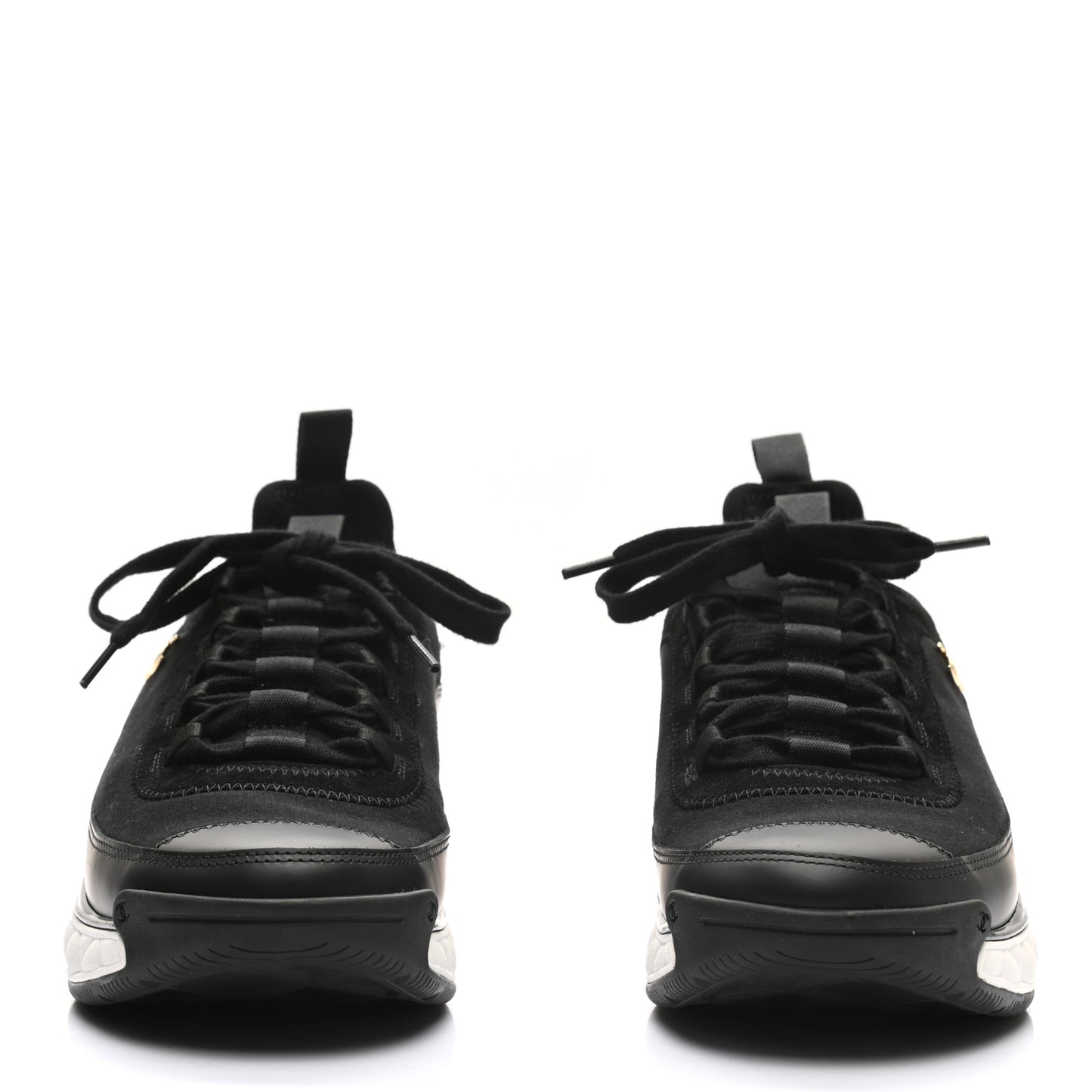 Velvet Calfskin Mixed Fibers CC Sneakers 40 Black