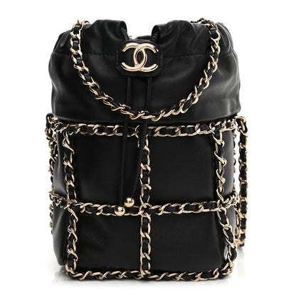 Chanel Lambskin Bucket Chain Drawstring Bag Black 1 of 9