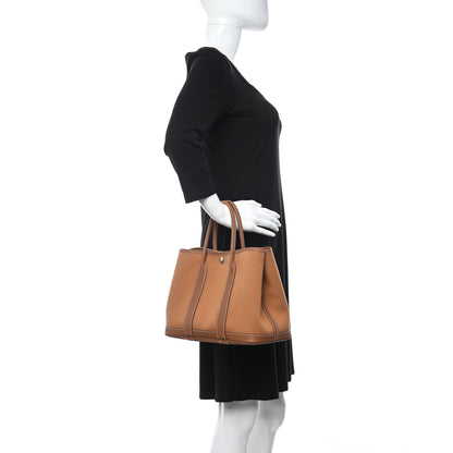 Hermes Toile Militaire Vache Country Verso Garden Party 30 TPM Gold Dune Magnolia 2 of 11