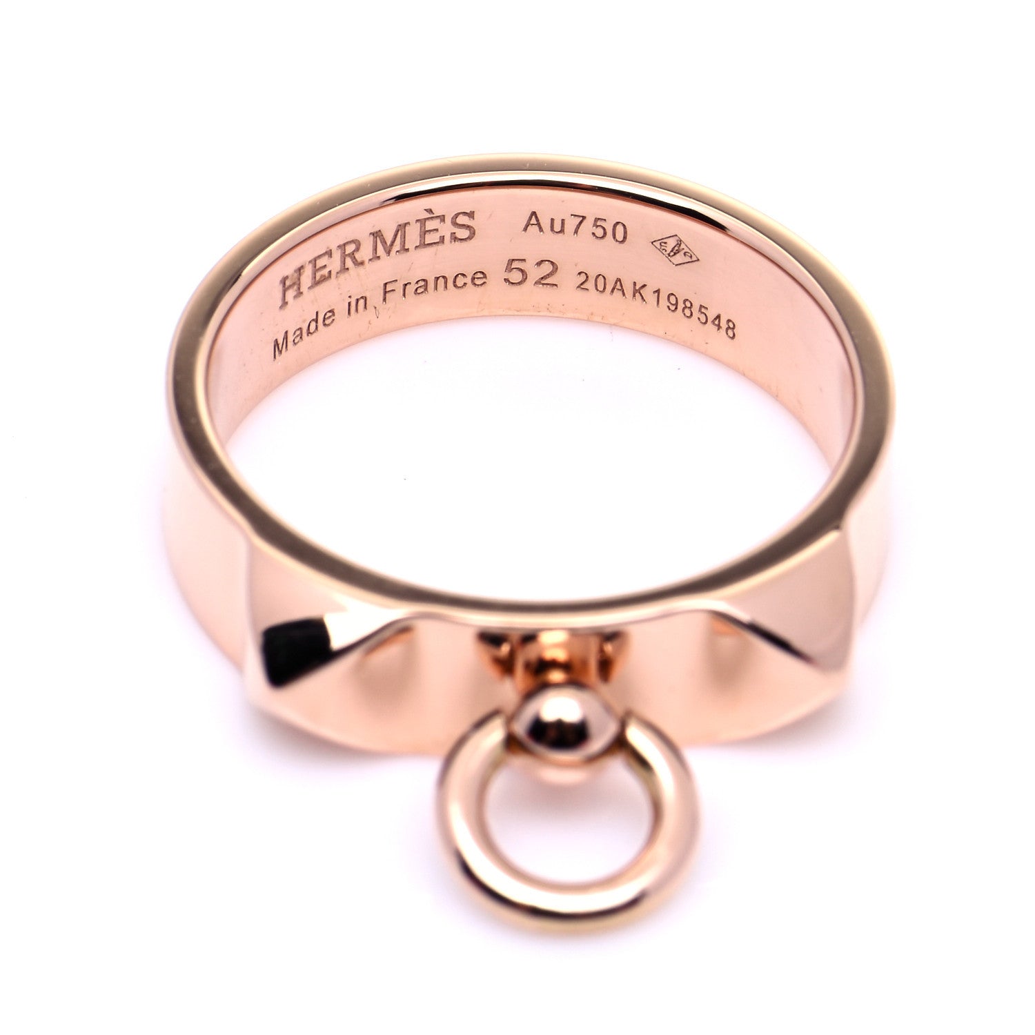 Hermes 18K Rose Gold PM Collier De Chien Ring 52 6 5 of 6