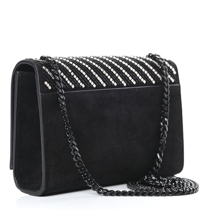 Saint Laurent Suede Crystal Small Classic Monogram Kate Satchel Black 3 of 11