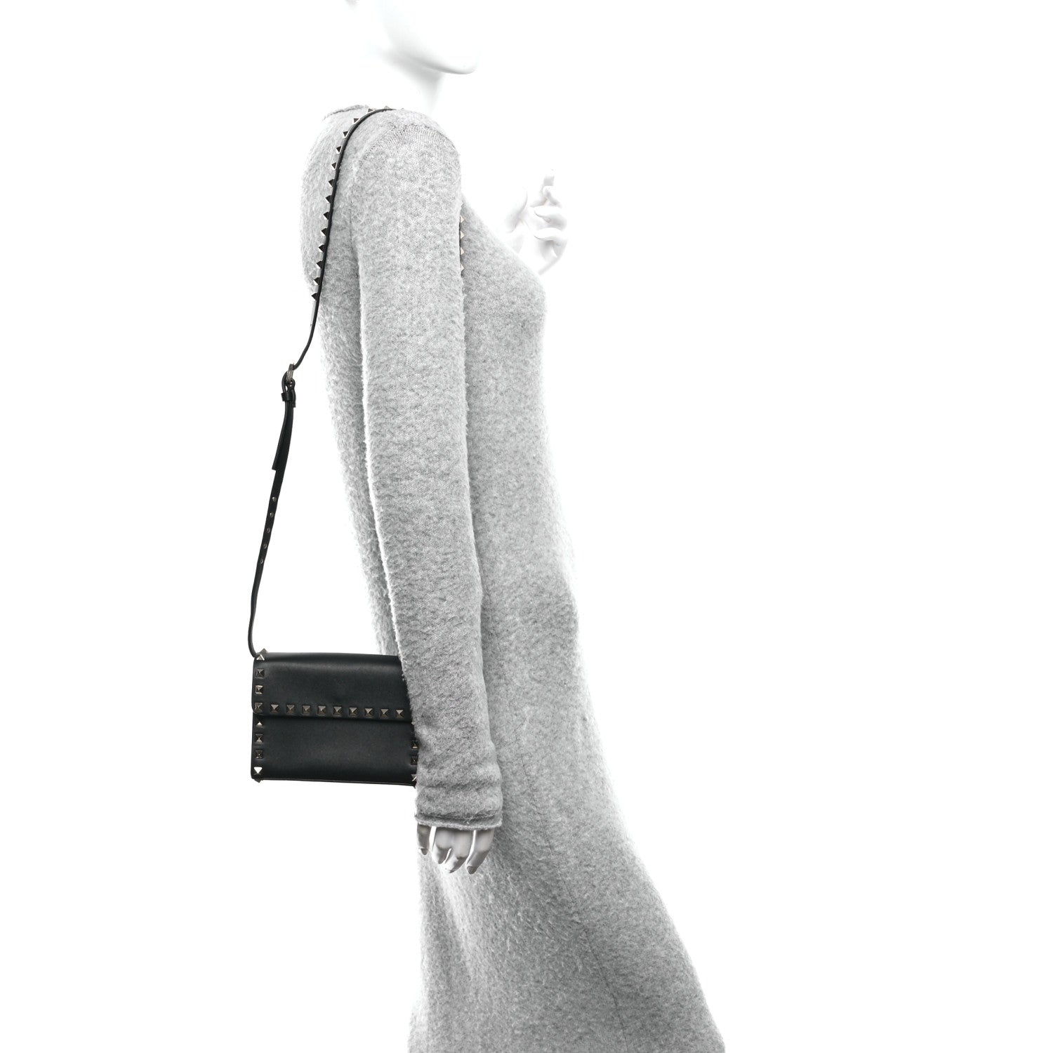 Valentino Garavani Vitello Rockstud Flap Crossbody Bag Black 2 of 10