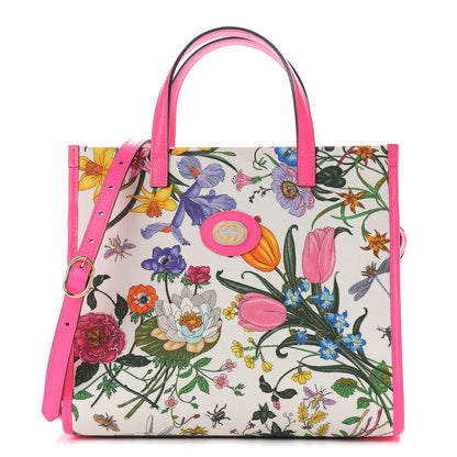 Gucci Canvas Medium Flora Tote Fuchsia 1 of 9