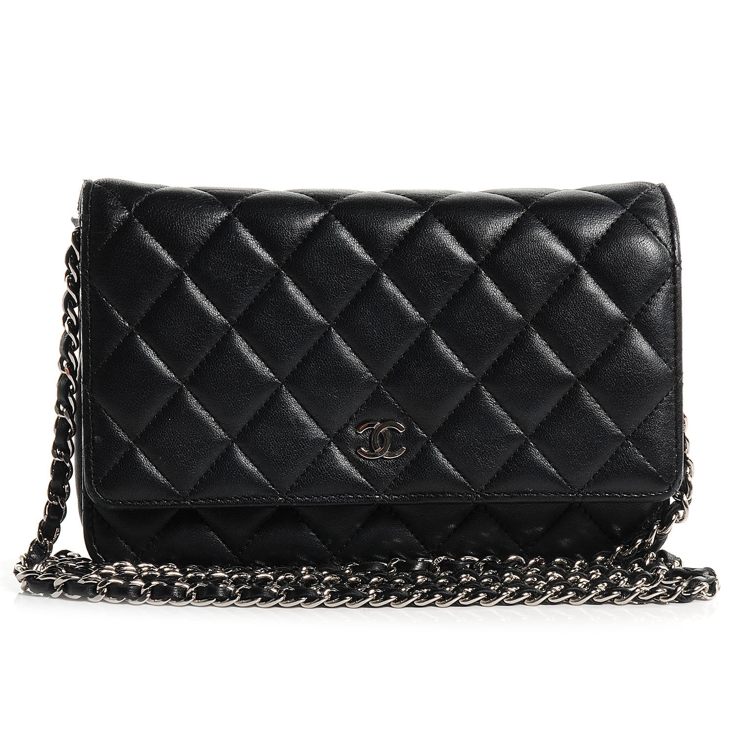 Chanel Lambskin Quilted Wallet On Chain WOC Black 1 of 8