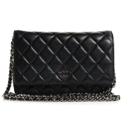 Chanel Lambskin Quilted Wallet On Chain WOC Black 1 of 8