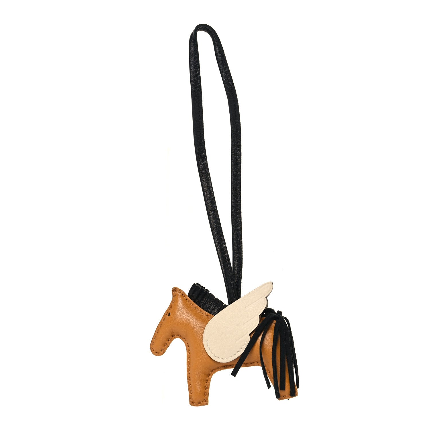 Hermes Milo Lambskin Grigri Rodeo Pegase Horse Bag Charm PM Sesame Black Nata 1 of 8
