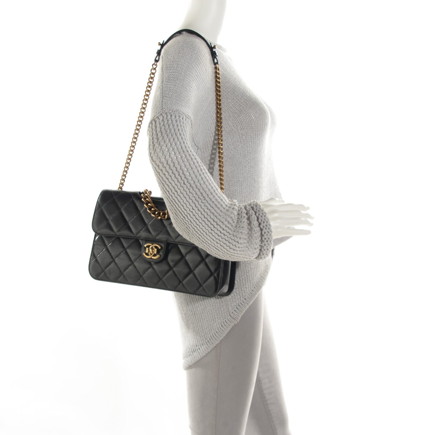 Chanel Glazed Calfskin Quilted Large Perfect Edge Flap Black 2 of 8