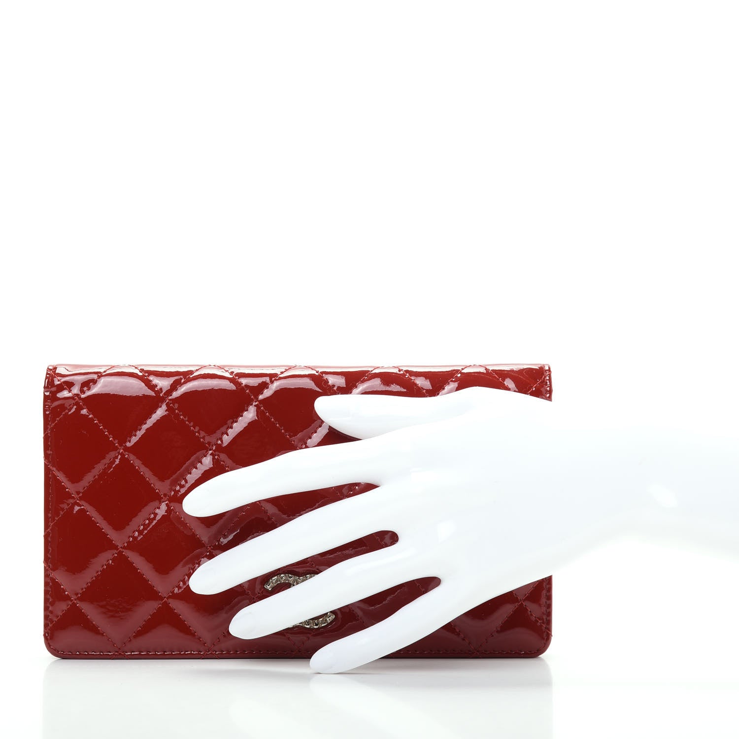 Chanel Patent Quilted Brilliant Yen Wallet Red 2 of 14