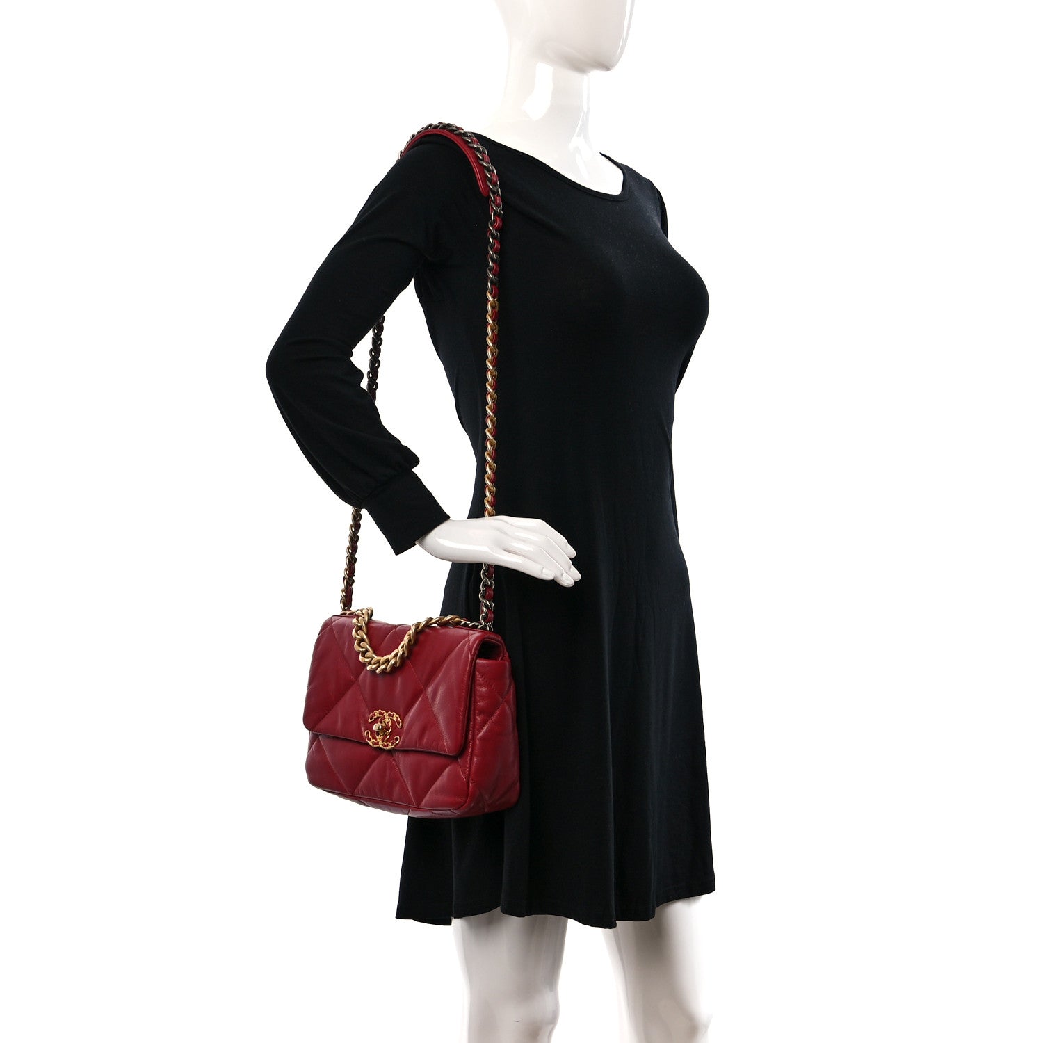 Chanel Goatskin Quilted Chanel 19 Flap Red 2 of 9