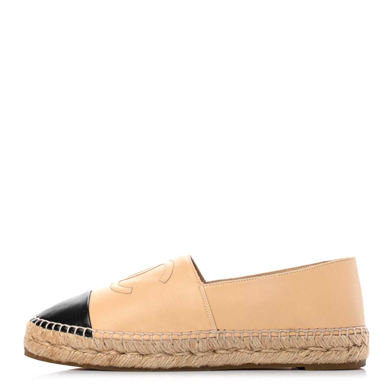 Chanel Lambskin CC Espadrilles 36 Beige Black 1 of 9