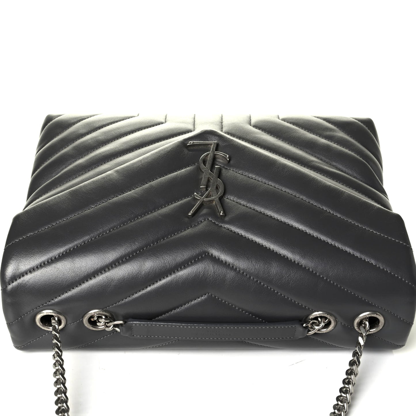 Calfskin Y Quilted Monogram Medium Loulou Chain Satchel Asphalt