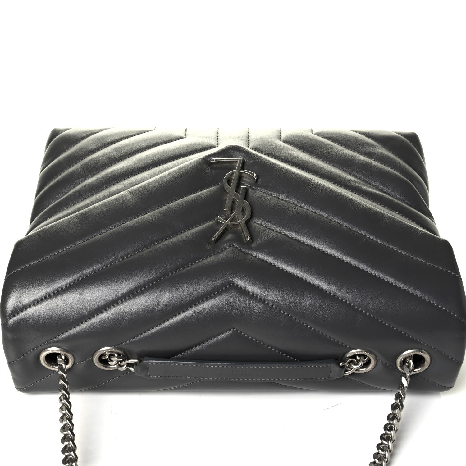 Saint Laurent Calfskin Y Quilted Monogram Medium Loulou Chain Satchel Asphalt 5 of 6