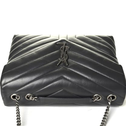 Saint Laurent Calfskin Y Quilted Monogram Medium Loulou Chain Satchel Asphalt 5 of 6