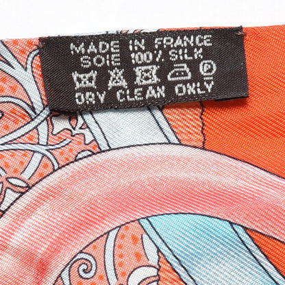 Hermes Silk Grand Manege Fleuri Twilly Orange Turquoise Gris 3 of 4