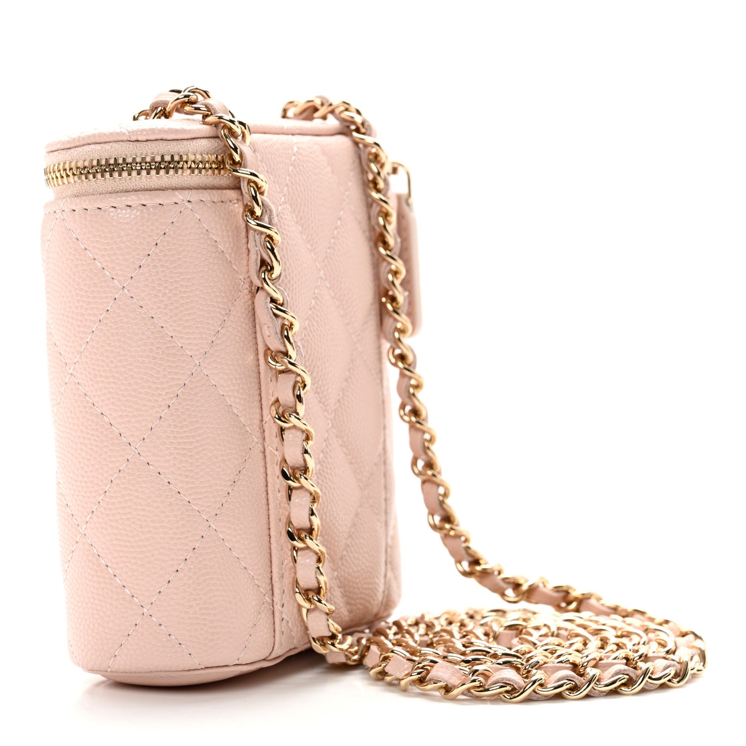 Chanel Caviar Quilted Small Vertical Coco Beauty Vanity Case With Chain Light Pink 3 of 9