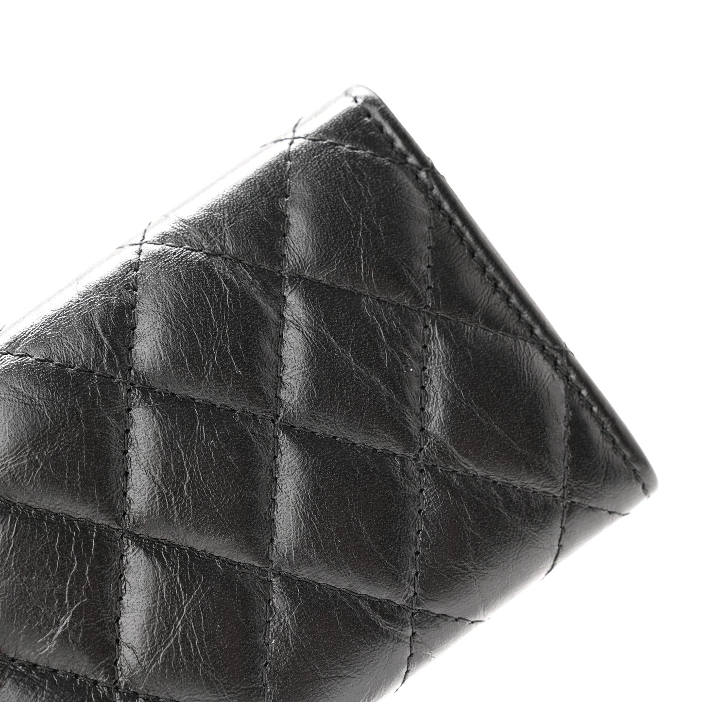 Aged Calfskin Quilted Reissue Flap Card Holder So Black