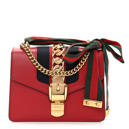 Gucci Calfskin Mini Sylvie Chain Shoulder Bag Hibiscus Red 1 of 10