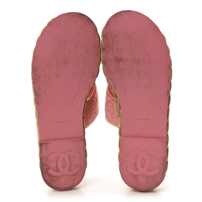 Chanel Terry Cloth Raffia CC Logo Thong Sandals 38.5 Pink 6 of 8