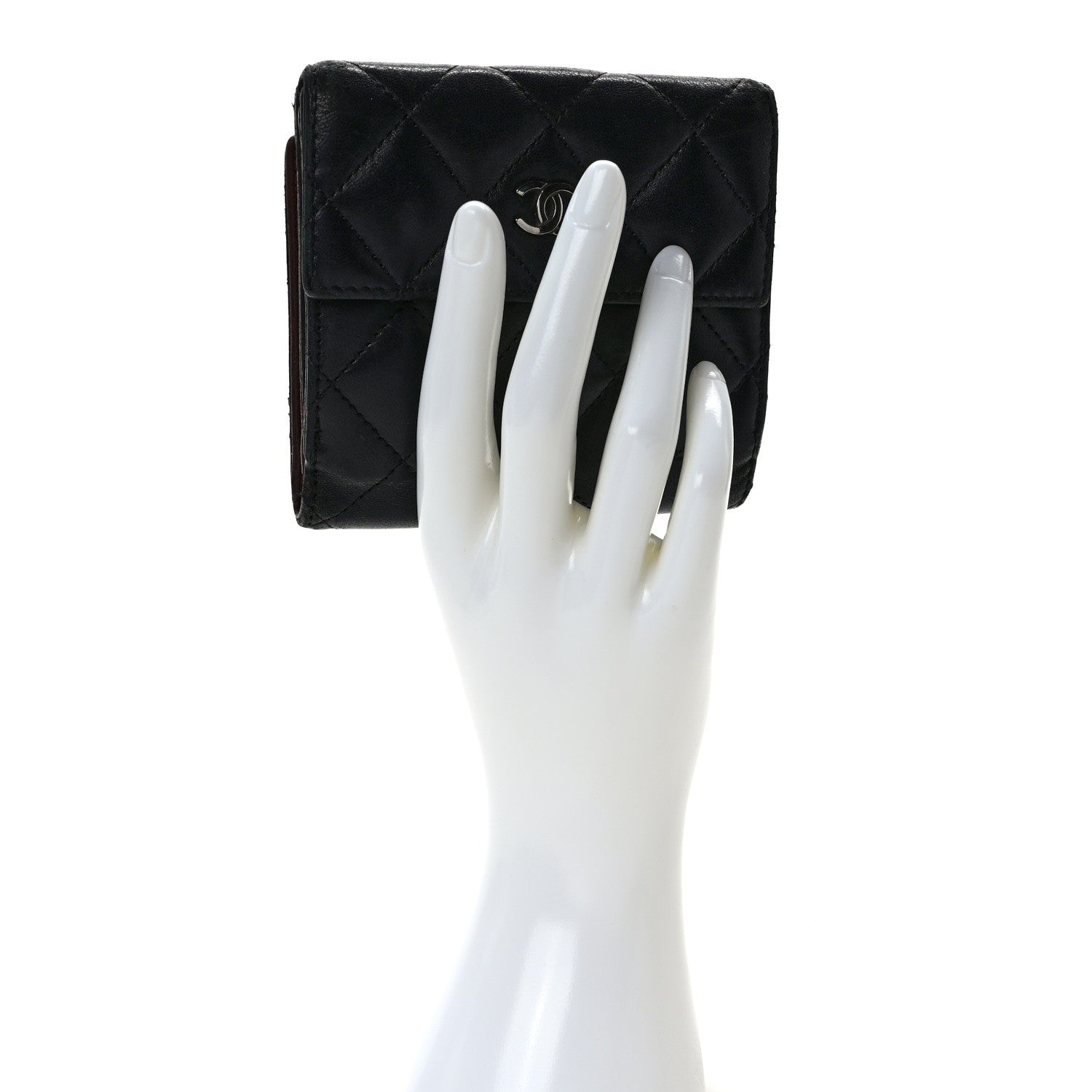 Chanel Lambskin Quilted Compact French Flap Wallet Black 2 of 10
