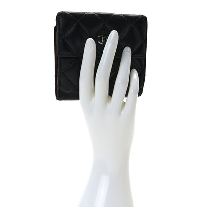 Chanel Lambskin Quilted Compact French Flap Wallet Black 2 of 10