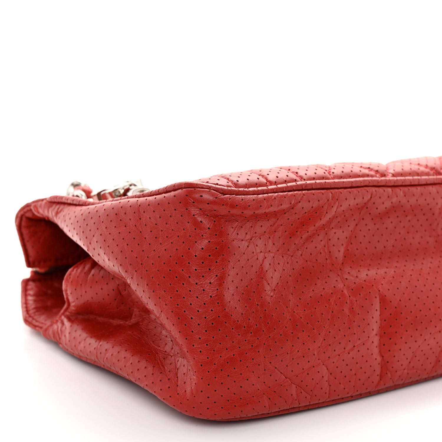 Chanel Calfskin Perforated 50's Satchel Red 10 of 11