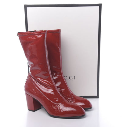 Gucci Patent Calfskin Stretch Boots 39 Hibiscus Red 7 of 7