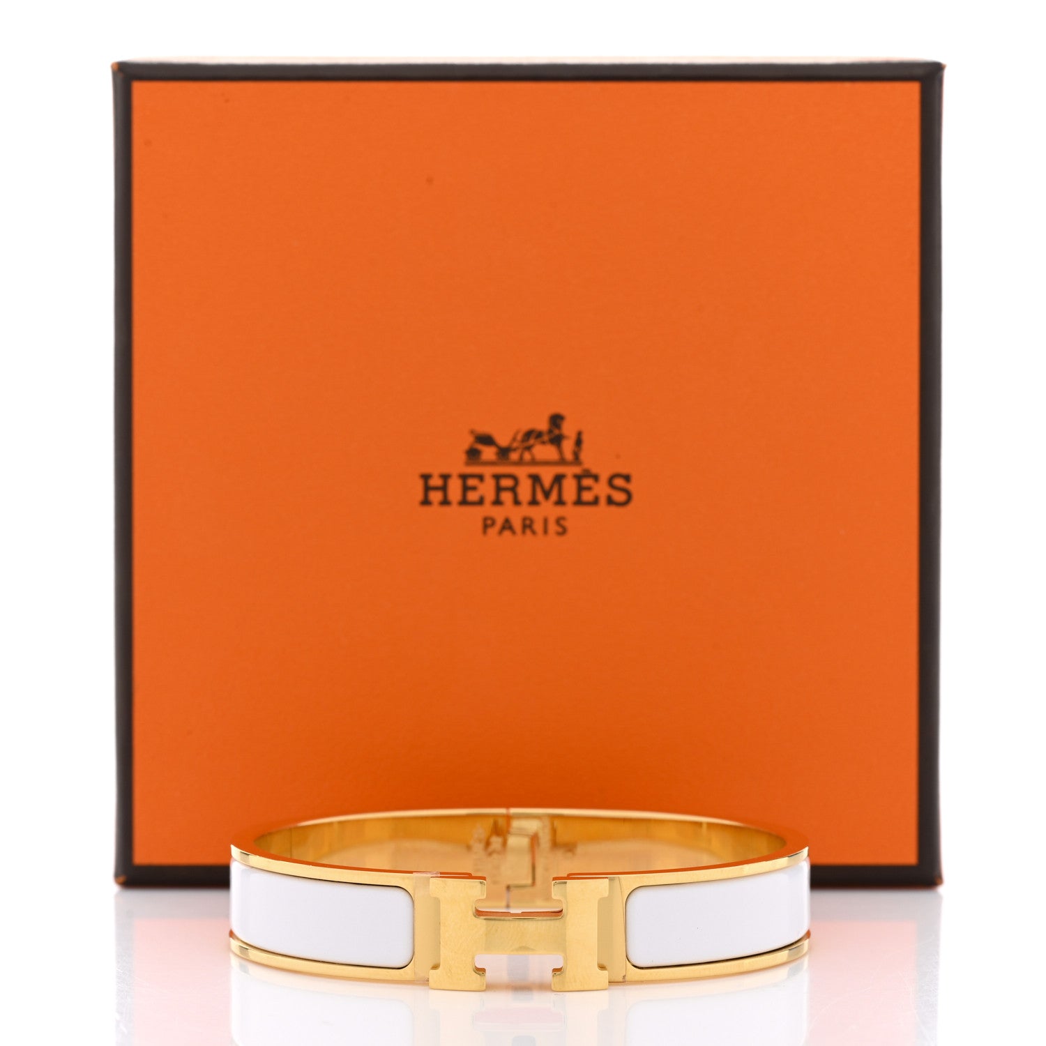 Hermes Enamel Narrow Clic Clac H Bracelet GM White 6 of 6