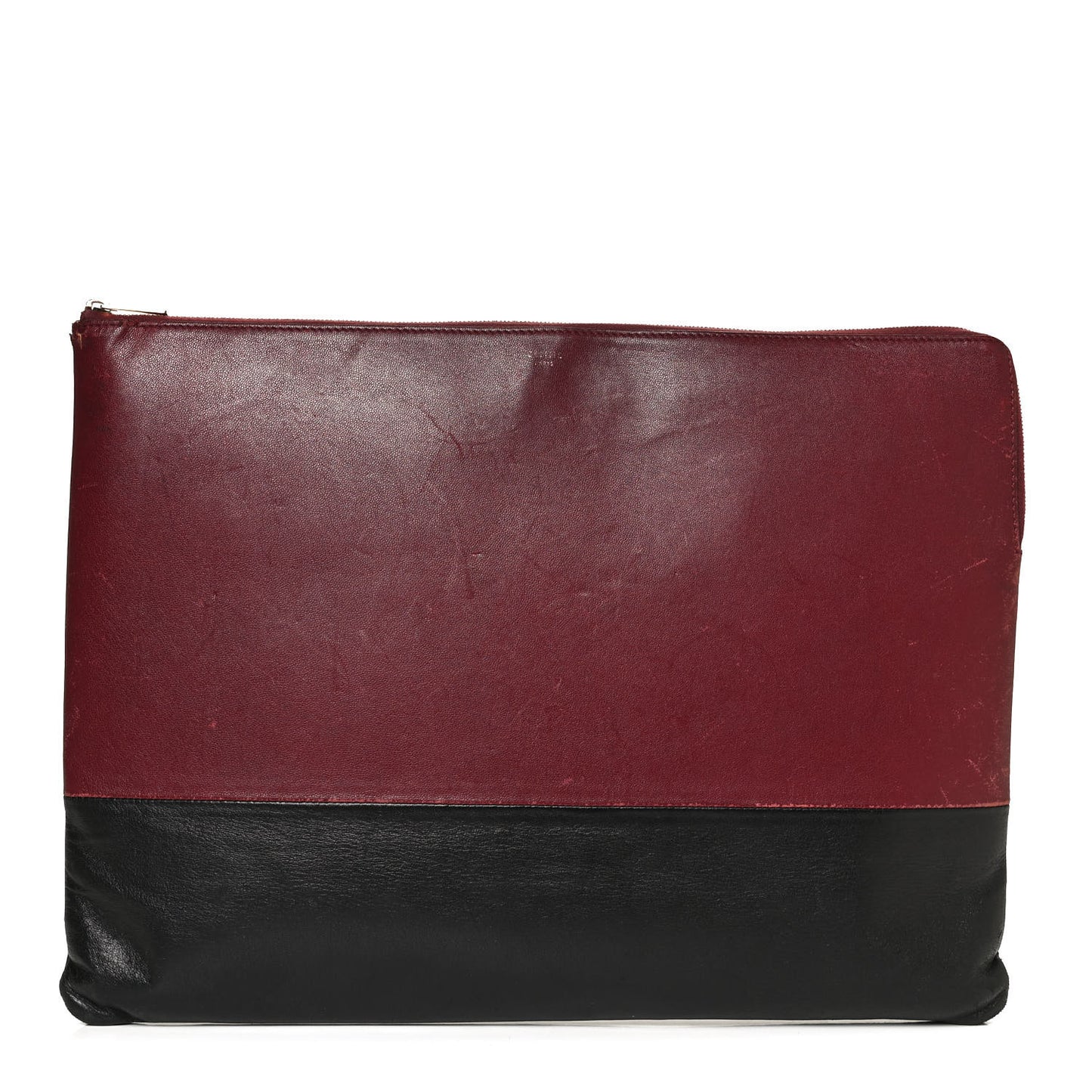 Lambskin Bicolor Computer Case Light Burgundy Navy