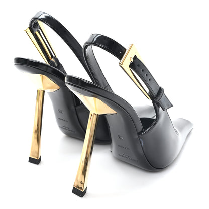 Saint Laurent Glazed Calfskin Lee Slingback Pumps Black 35 Black 5 of 10