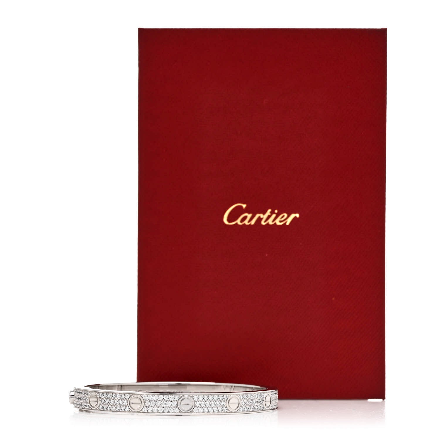 Cartier 18K White Gold Diamond LOVE Paved Bracelet 18 7 of 7