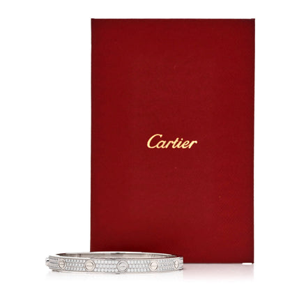 Cartier 18K White Gold Diamond LOVE Paved Bracelet 18 7 of 7