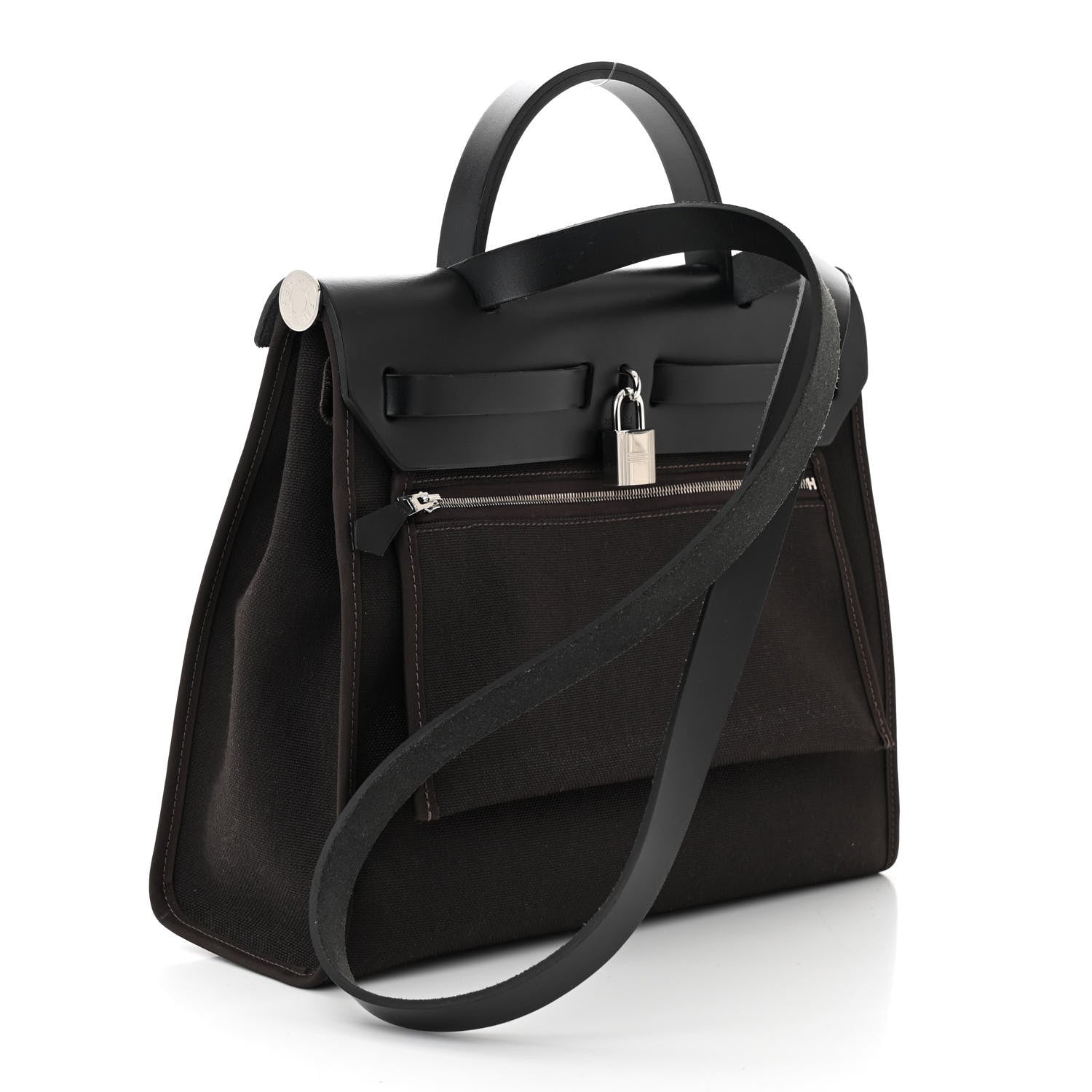 Hermes Military Toile Vache Hunter Herbag Zip 31 PM Ebene Black 4 of 11